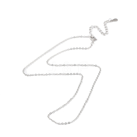 Anti-Tarnish Rhodium Plated 925 Sterling Silver Flat Cable Chain Necklace NJEW-A011-01B-P-1