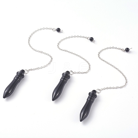 Natural Dyed & Heated Black Agate Pointed Dowsing Pendulums G-J386-A03-1