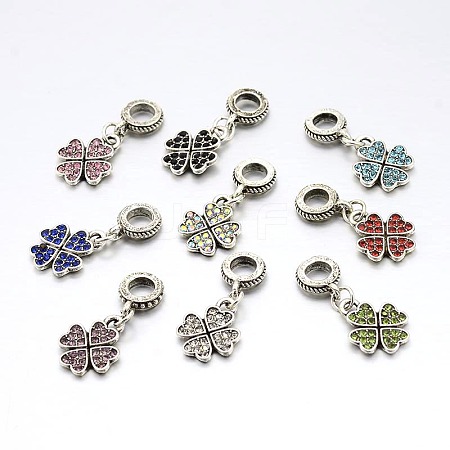 Large Hole Clover Alloy Enamel European Dangle Charms MPDL-L010-03-1