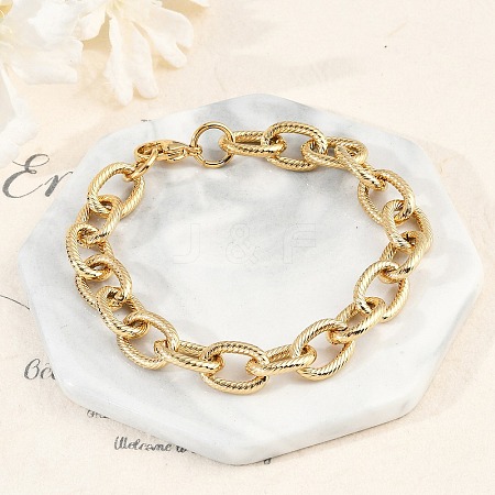 304 Stainless Steel Cable Chain Bracelets for Women Men BJEW-F488-34G-1