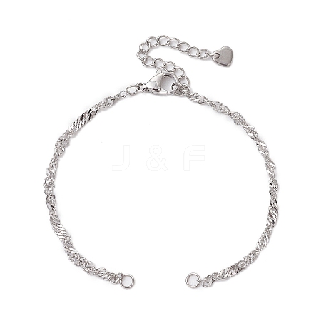 304 Stainless Steel Singapore Chain Bracelet Makings AJEW-JB01322-02-S-1
