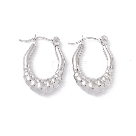 Non-Tarnish 304 Stainless Steel Twist Oval Chunky Hoop Earrings for Women EJEW-I267-06P-1