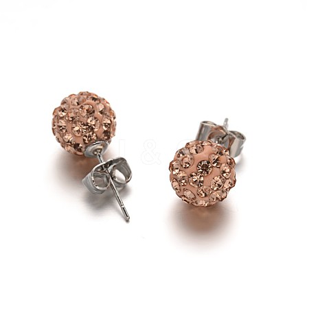 (Jewelry Parties Factory Sale)Polymer Clay Rhinestone Ball Stud Earrings EJEW-F0083-01D-1
