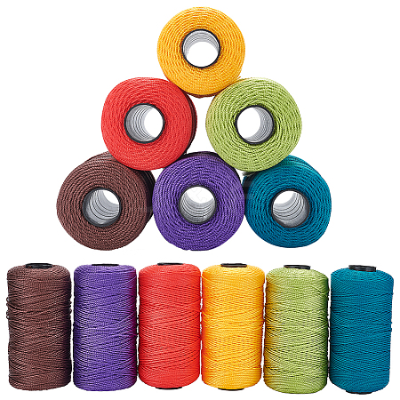 WADORN 6 Roll 6 Colors 3-Ply Polypropylene Fiber Ice Silk Hand Knitting Light Body Yarn OCOR-WR0001-41-1