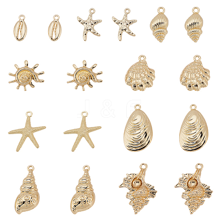 18Pcs 9 Styles Ocean Series Alloy Pendants FIND-UN0007-28-1