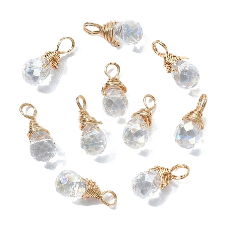 10Pcs Glass Pendants PALLOY-YW00130-01-1