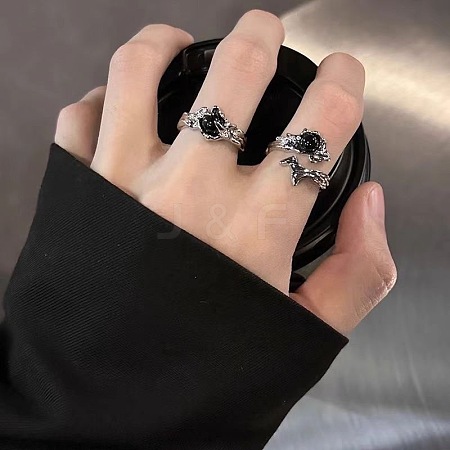 Alloy Rhinestone Cuff Rings FS-WG9B5A5-03-1
