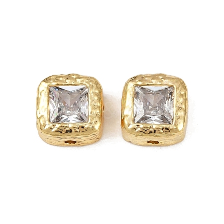 Brass Clear Cubic Zirconia Beads KK-D375-36G-01-1
