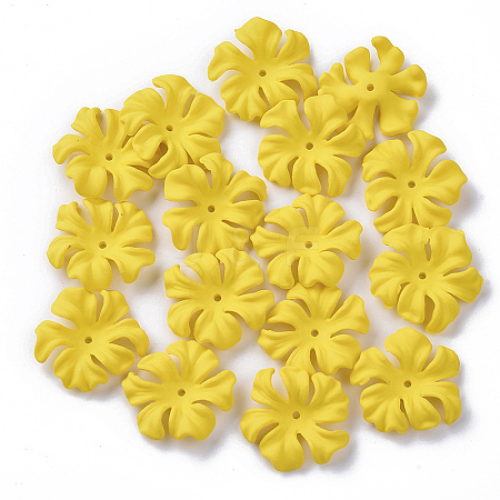 6-Petal Spray Painted Acrylic Bead Caps LS-MACR-N007-02D-1