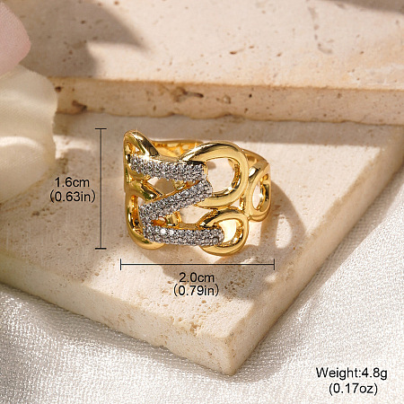 Brass Micro Pave Clear Cubic Zirconia Cuff Rings FS-WGA555F-08-1