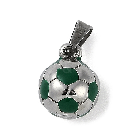 Trendy Necklace Findings 304 Stainless Steel FootBall/Soccer Ball Pendants STAS-L012-B01P-02-1