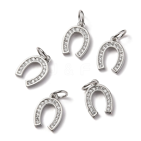 CZ Brass Micro Pave Cubic Zirconia Horse Shoe Charms ZIRC-L018-13P-1