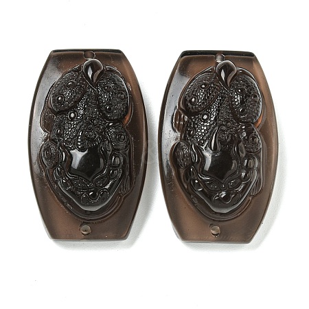 Natural Ice Obsidian Carved Connector Charms G-Q191-01A-1