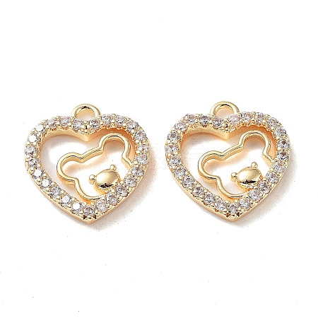 Rack Plating Brass Micro Pave Cubic Zirconia Pendants KK-K333-84G-1