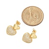 Brass Micro Pave Clear Cubic Zirconia Stud Earrings for Women EJEW-U034-01G-01-5