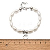 304 Stainless Steel Flat Round with Paw Print Charm Bracelets for Women BJEW-C098-11P-5