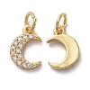 Brass Micro Pave Clear Cubic Zirconia Charms KK-I658-15G-2