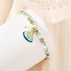 Ocean Natural Pearl and Alloy Crystal Rhinestone Enamel Shell Shape Charm Bracelets BJEW-JB14256-2