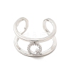 Clear Cubic Zirconia Initial Letter Open Cuff Ring RJEW-A012-01P-Q-1