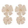 Flower Brass Raffia Dangle Stud Earrings FS-WGB7A43-07-1