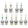 Natural & Synthetic Mixed Gemstone Heart Chandelier Earrings EJEW-JE05364-1