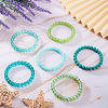 6Pcs 6 Styles 8mm Glass Round Beaded Stretch Bracelet Sets BJEW-TAC0025-6