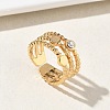 304 Stainless Steel Pave Clear Cubic Zirconia Cuff Open Rings for Women RJEW-F207-03F-G-1