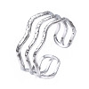 Non-Tarnish 304 Stainless Steel Triple Line Wave Open Cuff Ring LS-RJEW-T023-02P-3