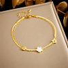 304 Stainless Steel Pave Natural Shell Charm Double Layer Anklets for Women FS-WGA3011-03-1