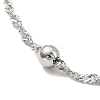 304 Stainless Steel Singapore Chain Necklace with Beads for Men Women NJEW-P263-01P-3