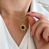 304 Stainless Steel Crystal Rhinestone Pave Natural Tiger Eye Pendant Necklaces FS-WG29919-02-2