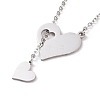 Non-Tarnish 302 Stainless Steel Heart Puzzle Pendant Lariat Necklaces NJEW-I118-01P-1