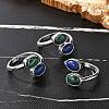 Natural Malachite & Lapis Lazuli Finger Rings RJEW-A068-02P-01-1