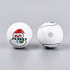 Christmas Printed Opaque Acrylic Round Beads OACR-T029-08D-3