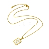 Ion Plating(IP) Rectangle with Initial Letter 304 Stainless Steel Pendant Necklace NJEW-R265-04G-C-3