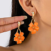 Flower Iron & Enamel Dangle Stud Earrings FS-WG46819-01-1