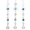 3Pcs Glass Round & Octagonal Beads Hanging Suncatchers HJEW-CN0001-40-1