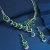Teardrop Alloy Rhinestone Bib Necklaces & Stud Earring Sets for Women FS-WG2AA93-01-4