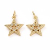 Brass Micro Pave Cubic Zirconia Star Charms KK-E068-VF043-2