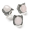 Natural Rose Quartz Adjustable Rings X-RJEW-I108-02AS-03-4