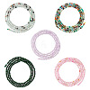 5 Strands 5 Styles Synthetic Green Goldstone & Natural Green Lodolite Quartz & Multi-Color Agate & Amethyst & Cherry Blossom Agate Beads Strands G-TA0003-10-2