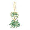 Heart with Tree of Life Metal & Natural Green Aventurine Chip Pendant Decorations PW-WG80265-05-1