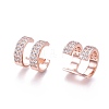 Brass Micro Pave Clear Cubic Zirconia Cuff Earrings EJEW-I249-07RG-2