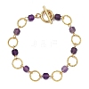 Natural Mixed Gemstone & Brass Open Jump Rings Link Bracelets for Women BJEW-JB14116-3
