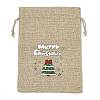 Christmas Printed Burlap Packing Pouches Drawstring Bags ABAG-Q053-02B-03-1