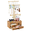 3-Tier Iron T Bar Jewelry Dispaly Tower Stands with 3 Wooden Drawers ODIS-WH0038-322-1