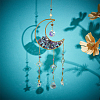1Pc Alloy & Natural Gemstone Chips Moon Hanging Ornaments HJEW-BBC0001-17C-3