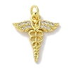Rack Plating Brass Micro Pave Clear Cubic Zirconia Pendants KK-Z039-13G-1