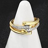 Brass Micro Pave Cubic Zirconia Open Cuff Ring for Women RJEW-F177-03GP-06-3