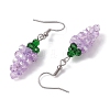 Grape Glass Dangle Earrings EJEW-JE06171-5